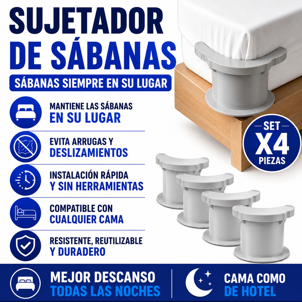 Sujetador de Sábanas Set 4x