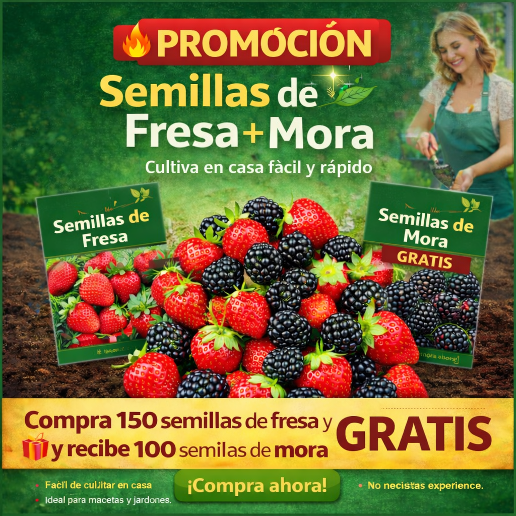 🌟 PROMOCIÓN - 🍓 150 Semillas de Fresa y Gana 100 Semillas de Mora GRATIS 🍇