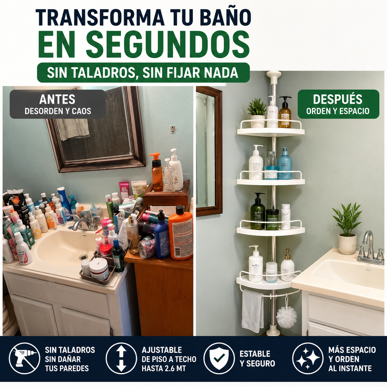Organizador Esquinero Ajustable para Baño 🚿✨
