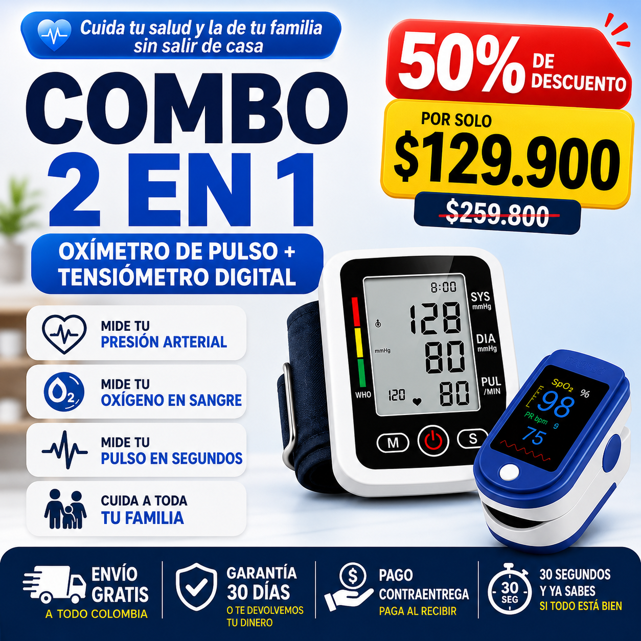 🎁 PROMO: 50% OFF 🎁 Combo Oximetro + tensiometro