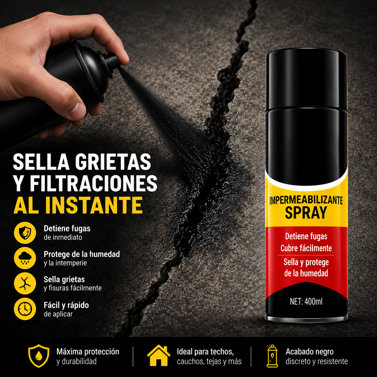 Compra 1 y llevate 2 🏠💧 Impermeabilizante Spray Cor Negro