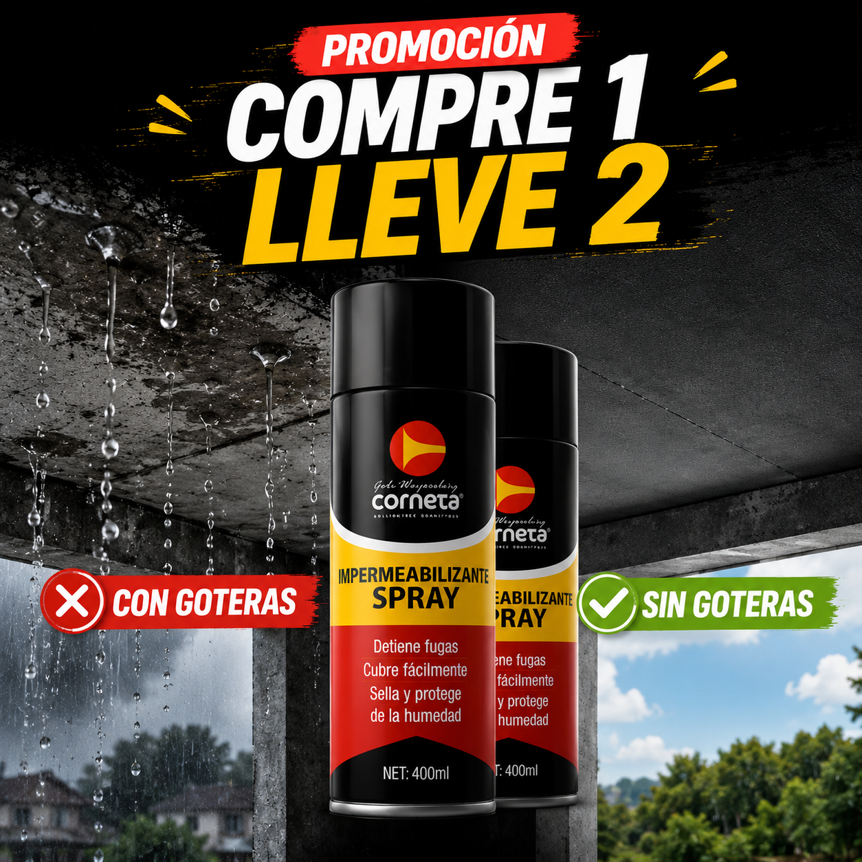 Compra 1 y llevate 2 🏠💧 Impermeabilizante Spray Cor Negro