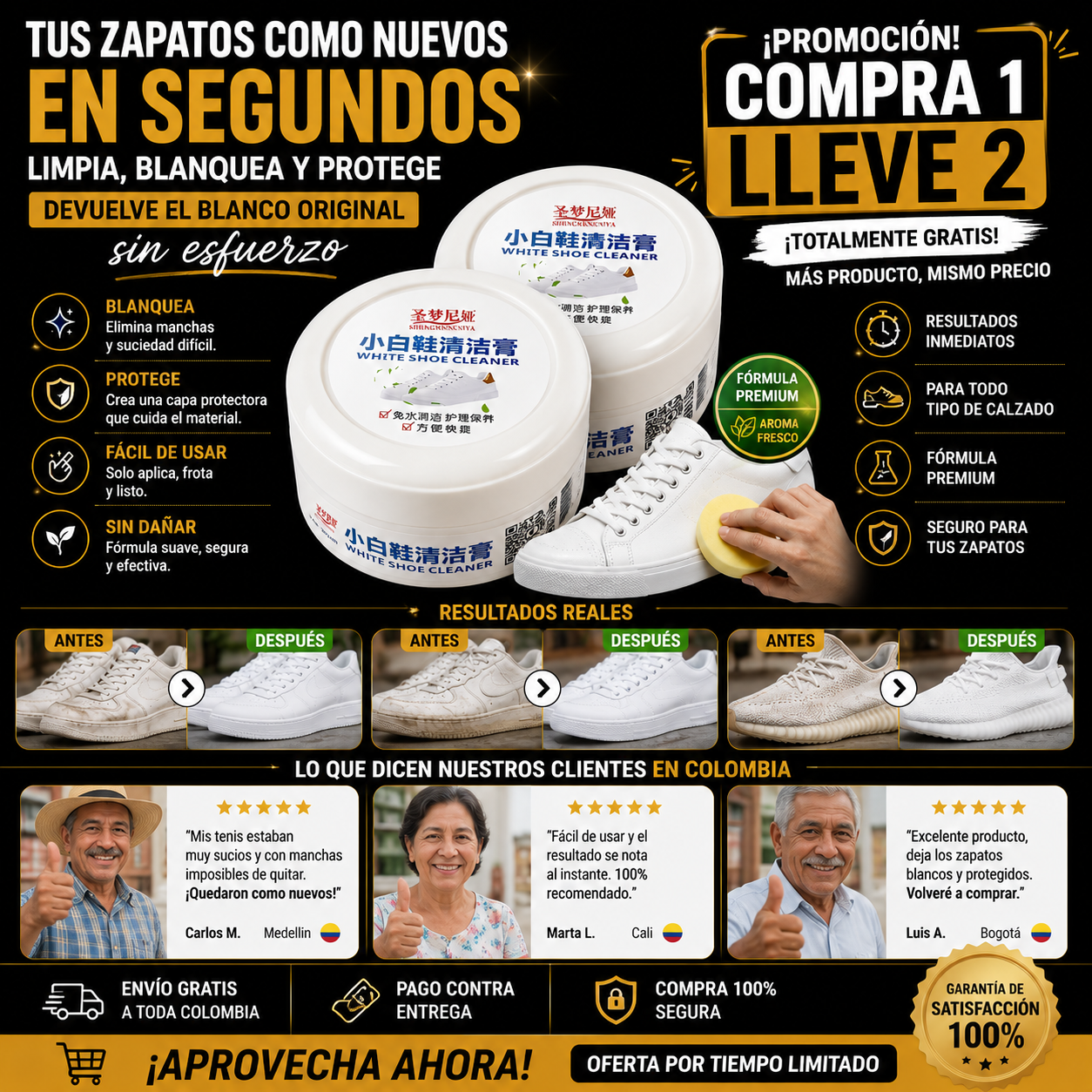 Compra 1 y llevate 2 👟Crema Limpiadora De Zapatos Blanqueador