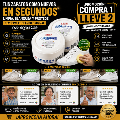 Compra 1 y llevate 2 👟Crema Limpiadora De Zapatos Blanqueador