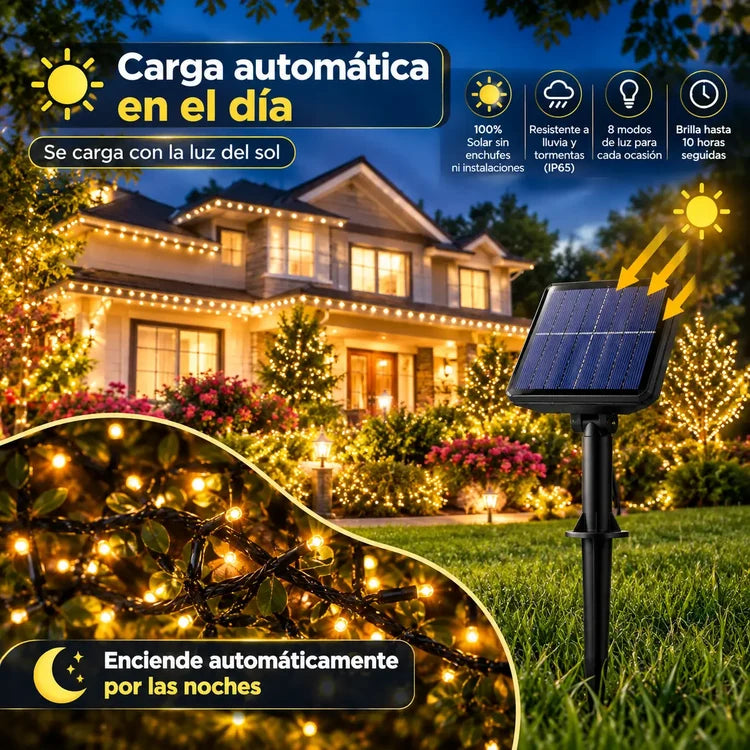 Compra 100 y llevate 200 🎅 Luces navidad panel solar led 🎄