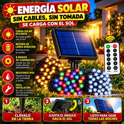Compra 100 y llevate 200 🎅 Luces navidad panel solar led 🎄