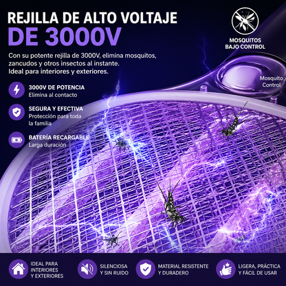 Compra 1 y llevate 2 ⚡Raqueta recargable mata mosquitos y zancudos 2 en 1