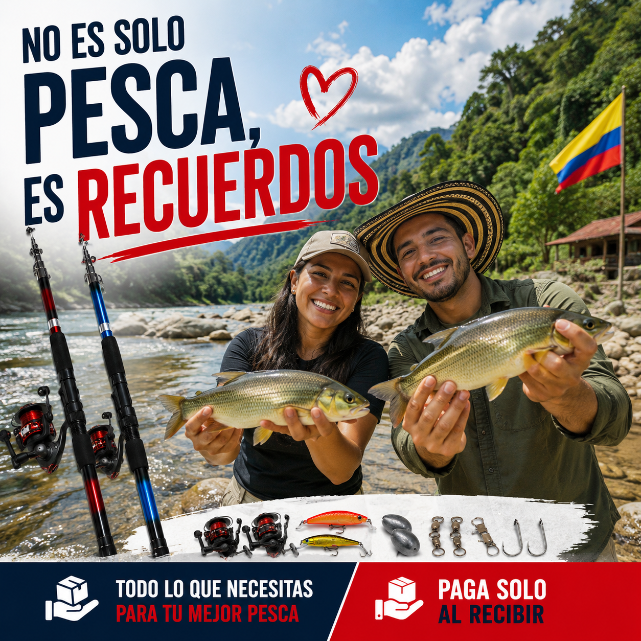Compra 1 y llevate 2 😍 Combo Caña De Pescar