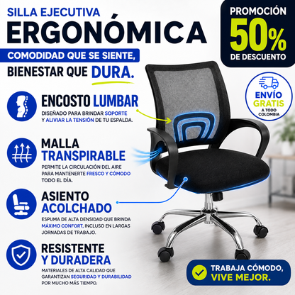 🎁 PROMO: 50% OFF 🎁 Silla Ejecutiva Ergonómica