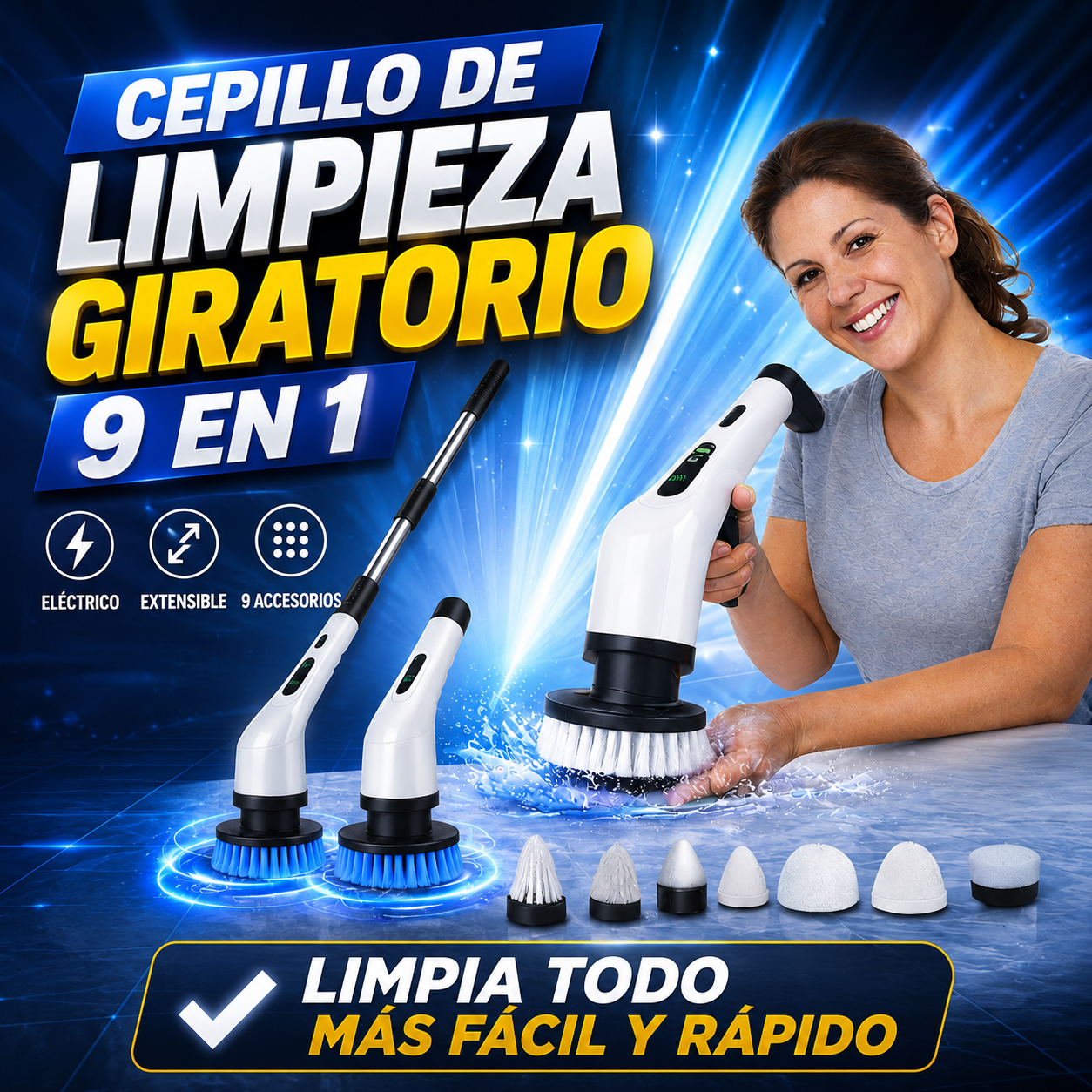 🏠 50% OFF Cepillo Electrico De Limpieza 9 en 1