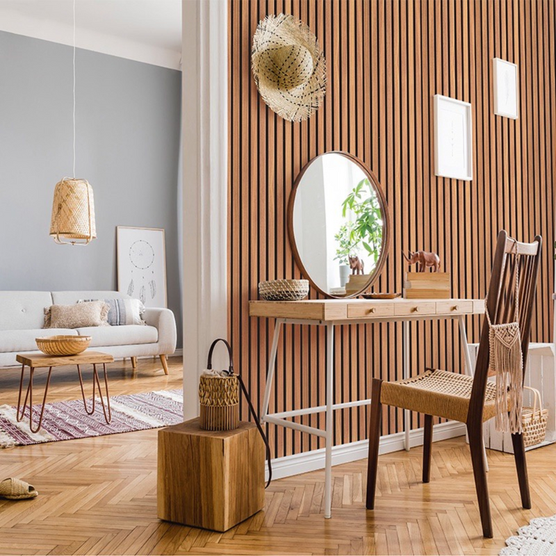Rollo adhesivo decorativo estilo listones de madera - 10 metros