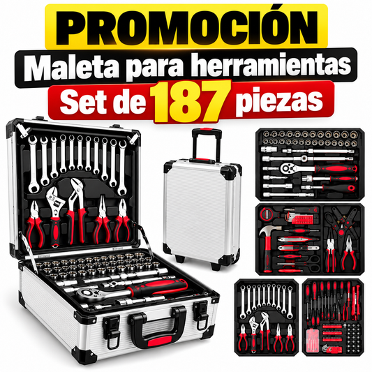🌟 PROMOCIÓN - Maleta para herramientas Set de 187 piezas